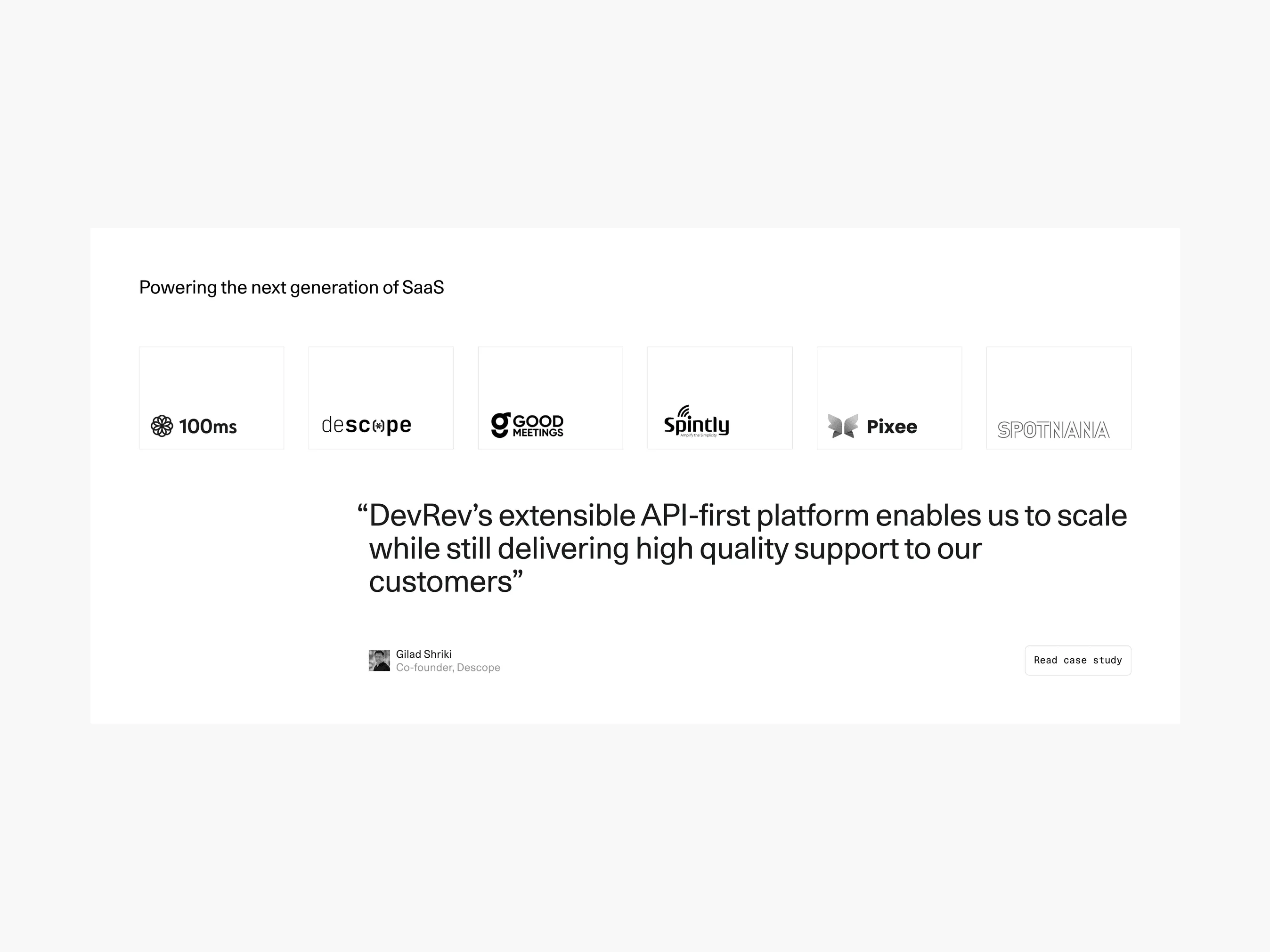 DevRev — Testimonials section