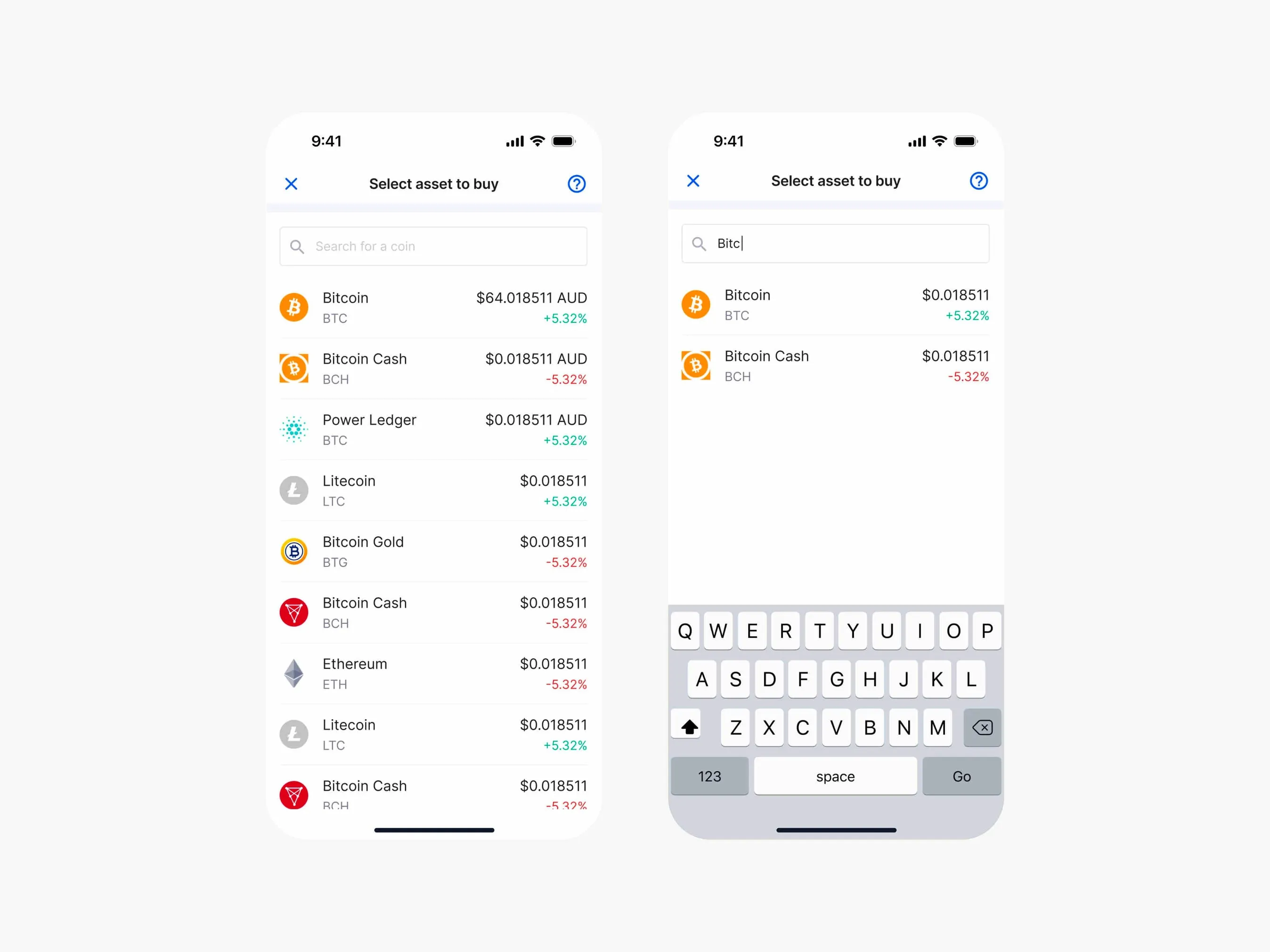 Coinspot — Select asset