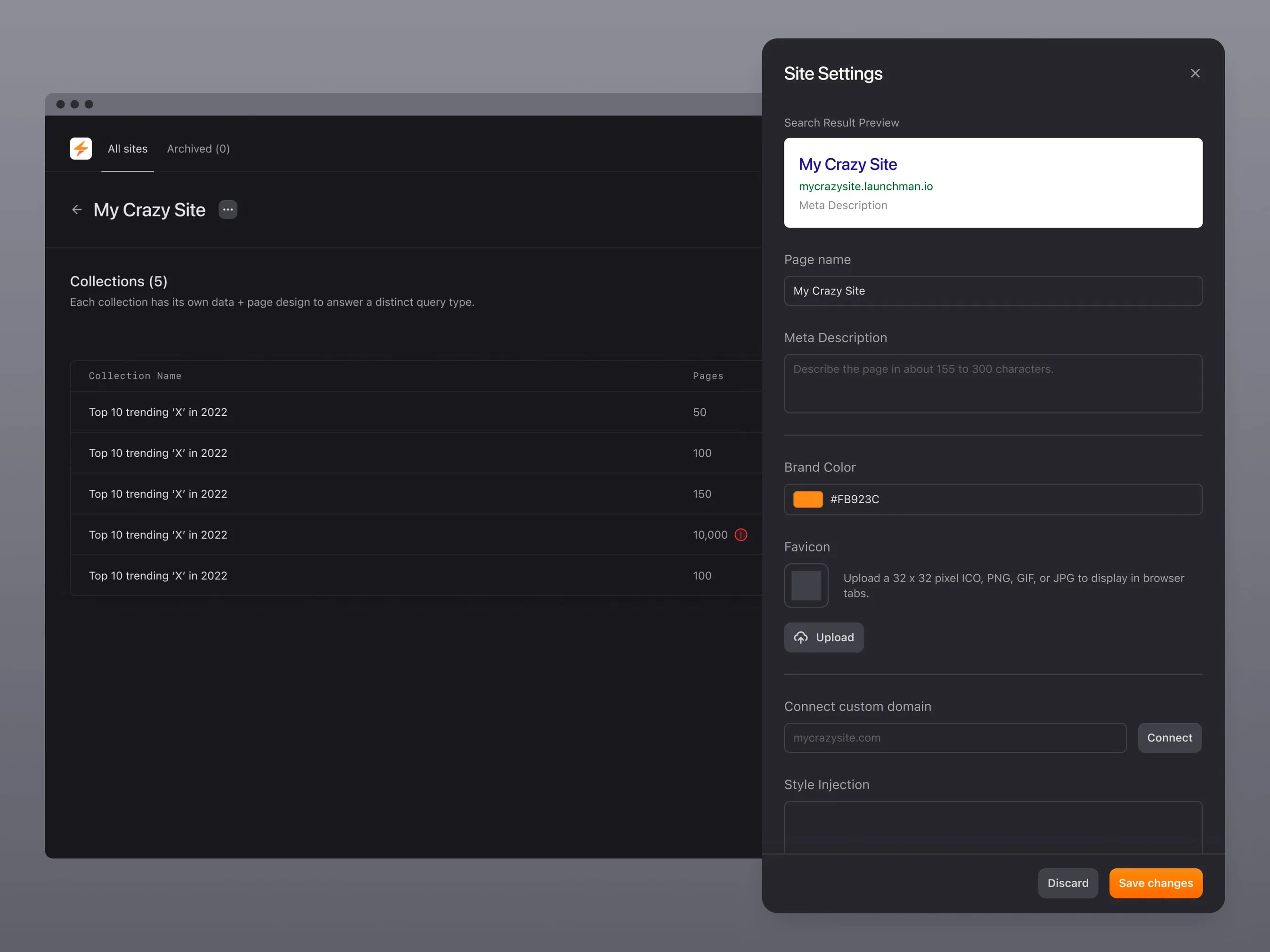 Engyne — Site settings