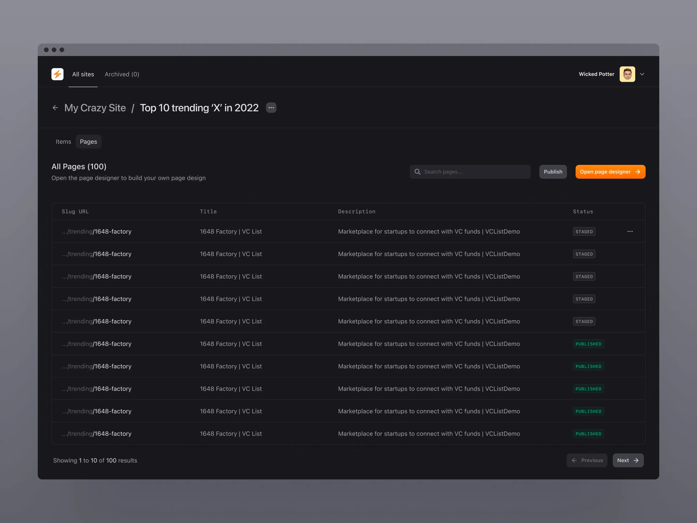 Engyne — Page Manager